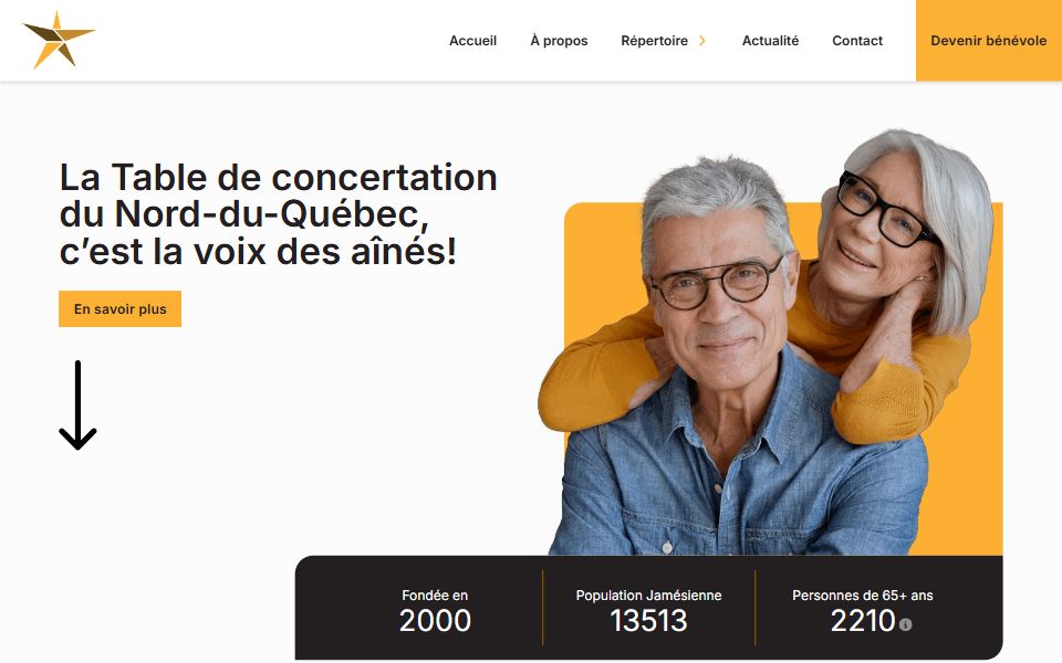 Page d'accueil de Table des aînés du Nord-du-Québec