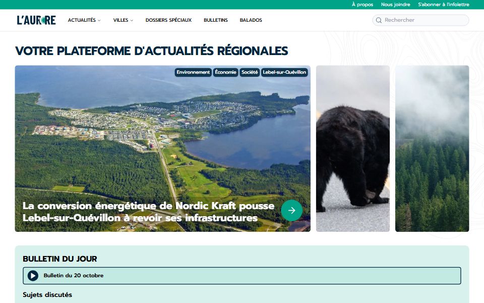 Page d'accueil de L’Aurore