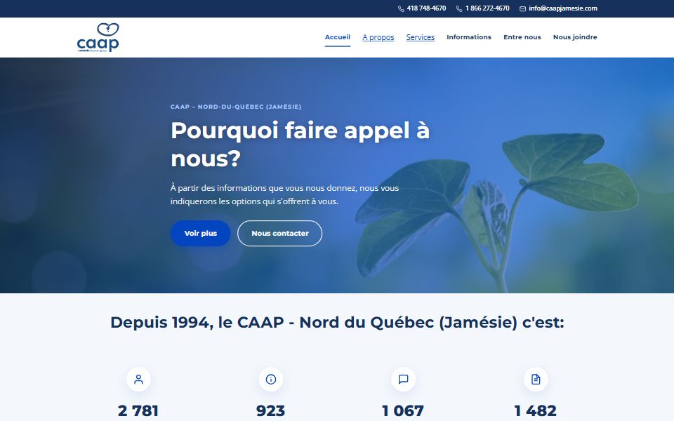 Page d'accueil de CAAP Jamésie