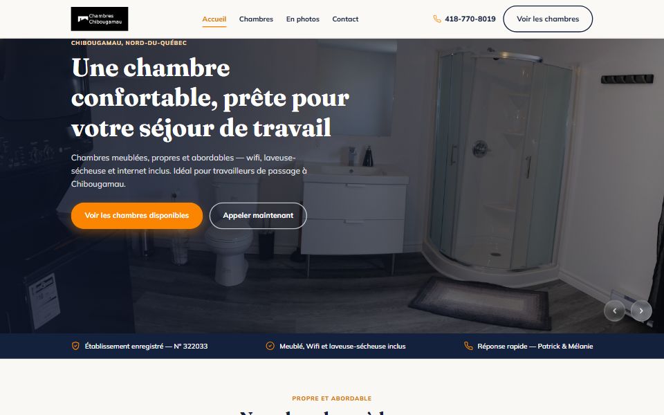 Page d'accueil de Chambres Chibougamau