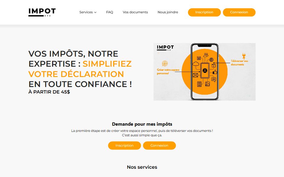 Page d'accueil de Impôt XYZ