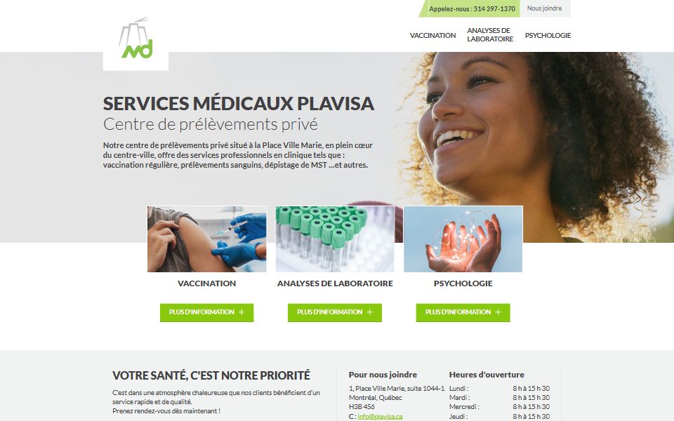 Page d'accueil de Clinique Plavisa